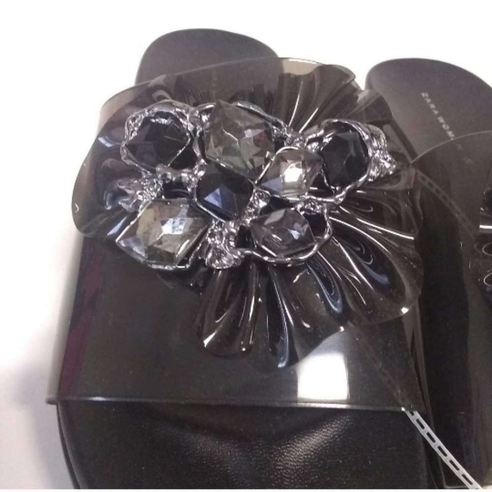 Zara bejeweled slip on black platform jelly sandal - Picture 6 of 8